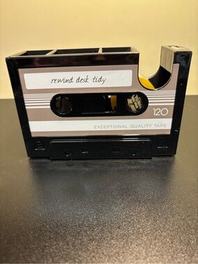 Source Unknown Black and Brown Cassette Tape Desk Organizer
